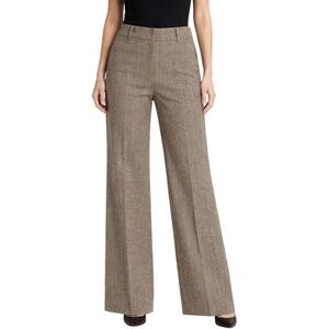 Classiques Entier Brown Tweed Herringbone Wide Leg Dress Pants Size 4